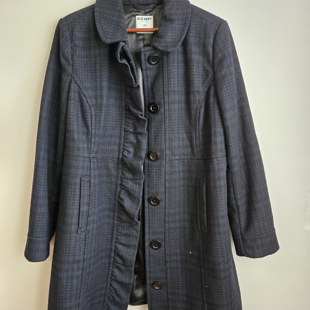 Old Navy Women's Blue Plaid Coat